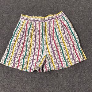 Vintage Peddlers High Waisted Geometric Star Stripe Cotton Shorts Multi Color v3